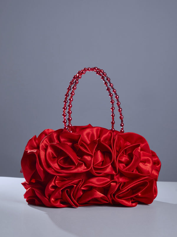 Adahy Flower Satin Bag In Red – Mew Mews1