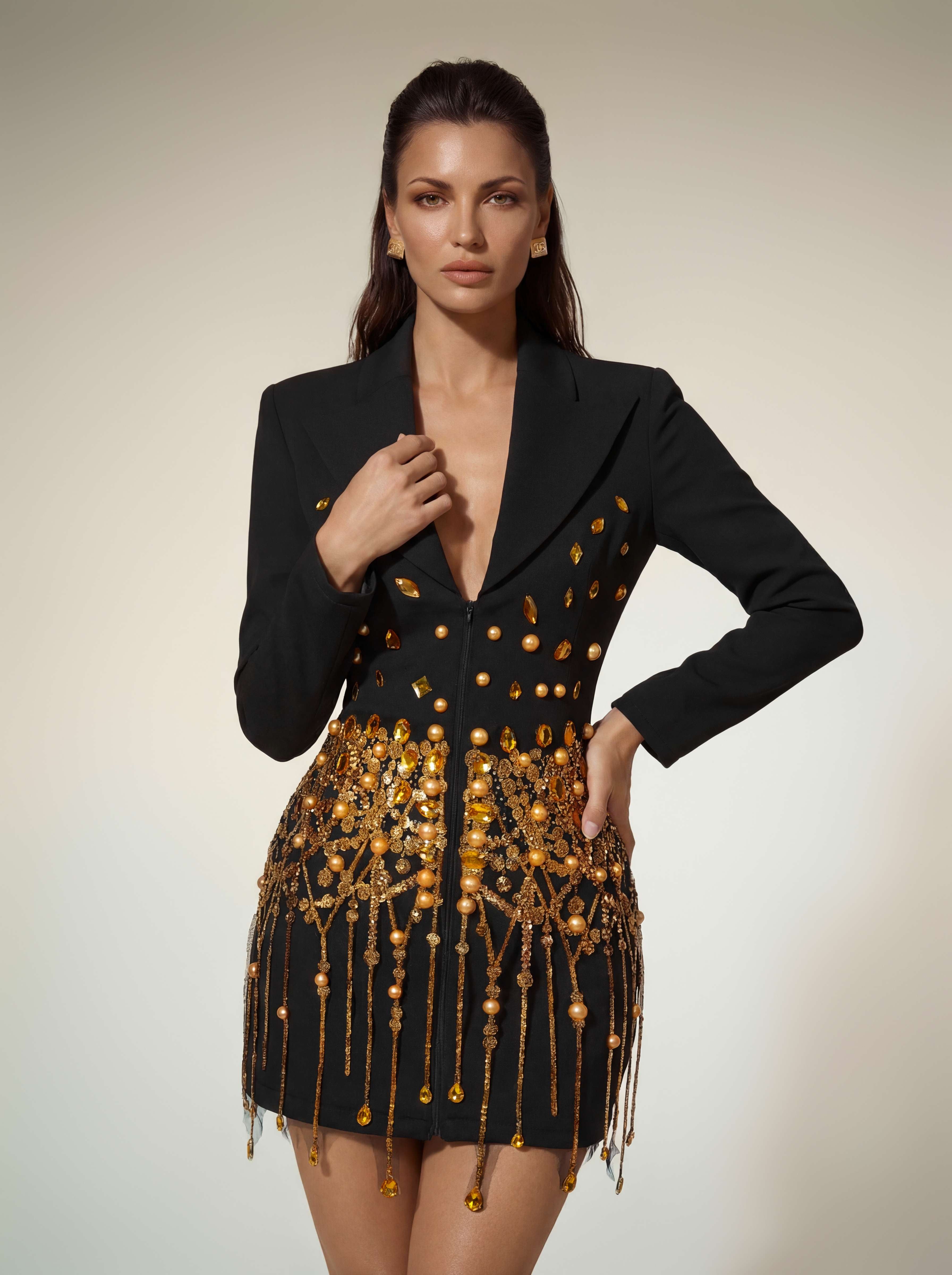 pearl long sleeve mini dress Mew Mews Alyra Long Sleeve Pearl Sequin Mini Dress