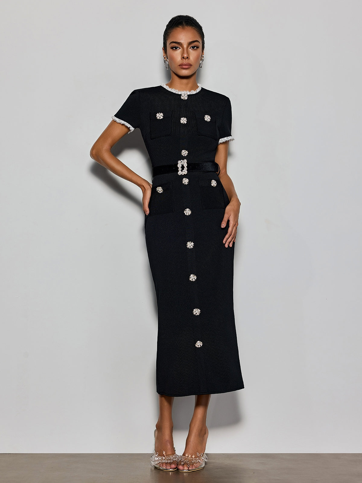 knit midi dress short sleeve Cyanne Pearl Knitted – Mew Mews Ribbed knit
