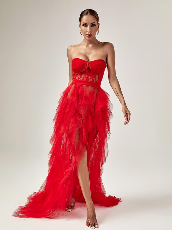Mew Mews Dorothy Tulle Maxi Dress in Red Mew Mews Dorothy Tulle Maxi Dress in Red