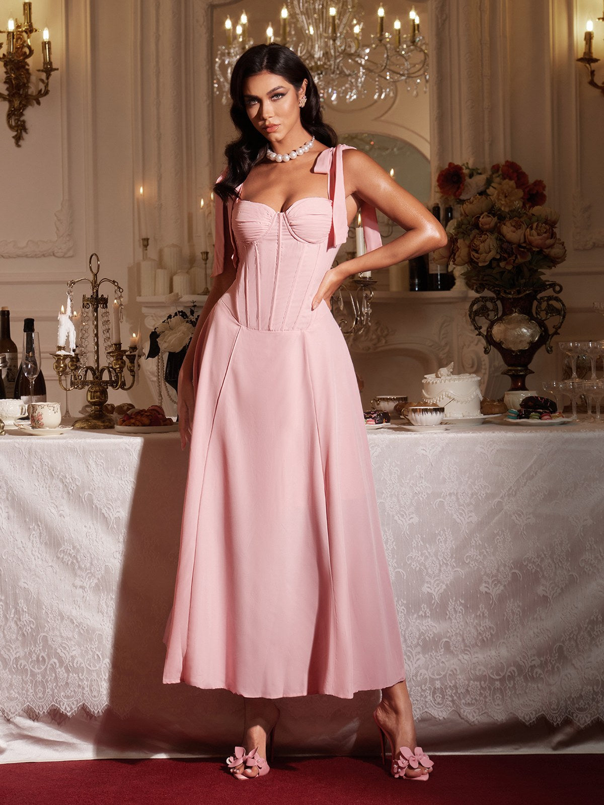 Filadelfo Sleeveless Corset Lace Up Maxi Dress – Mew Mews