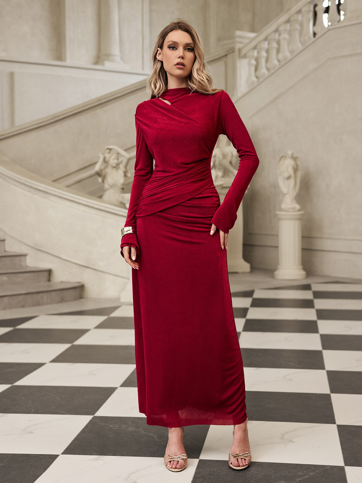 Gazra Long Sleeve Velvet Maxi Dress Mew Mews Gazra Long Sleeve Velvet Maxi Dress Mew Mews