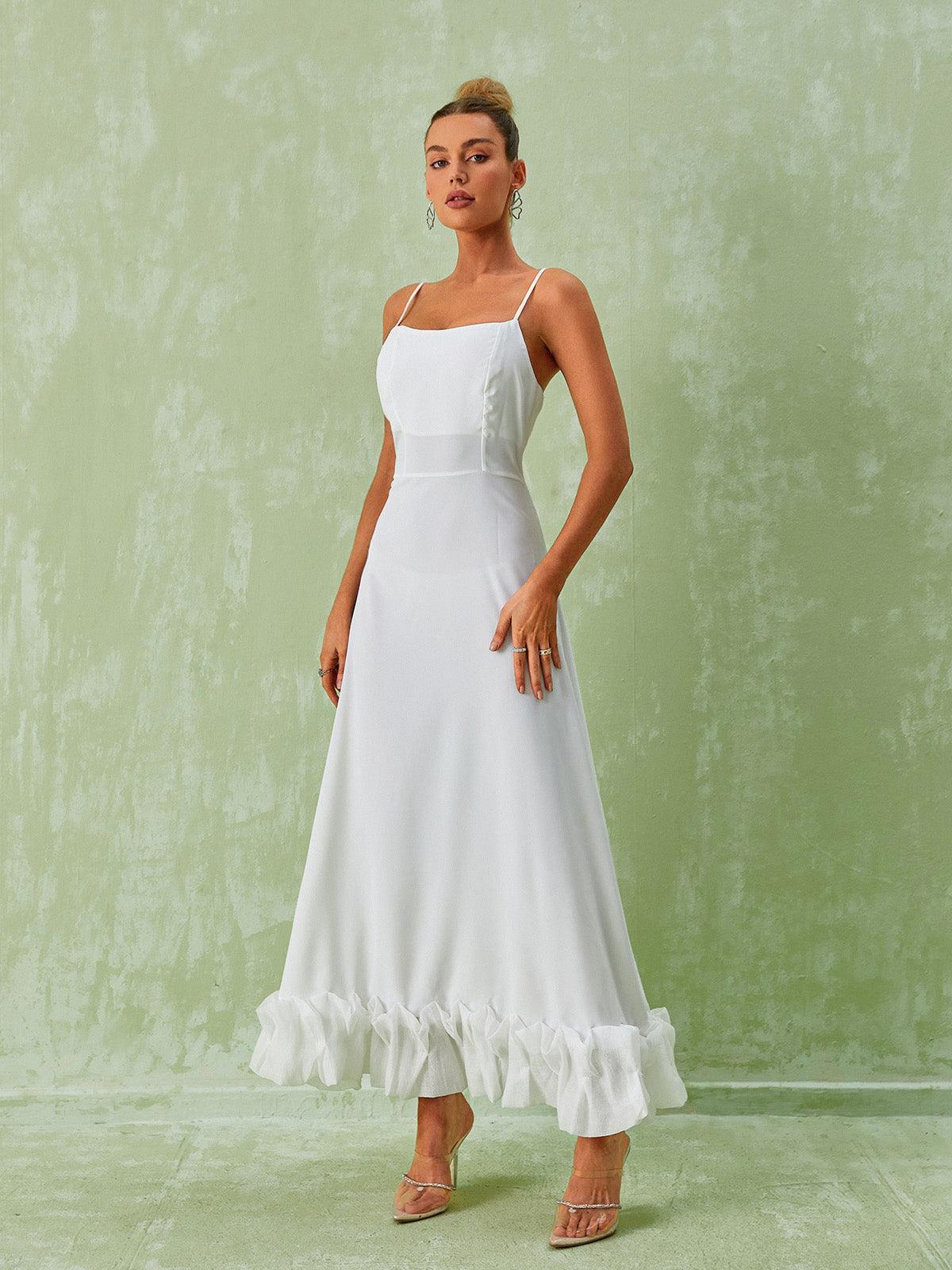 Ilsa Spaghetti Maxi Dress In White – Mew Mews Fashion