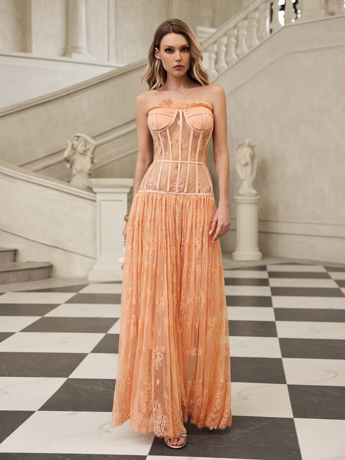Juric Strapless Lace Mesh Maxi Dress Mew Mews Juric Strapless Lace Mesh Maxi Dress Mew Mews