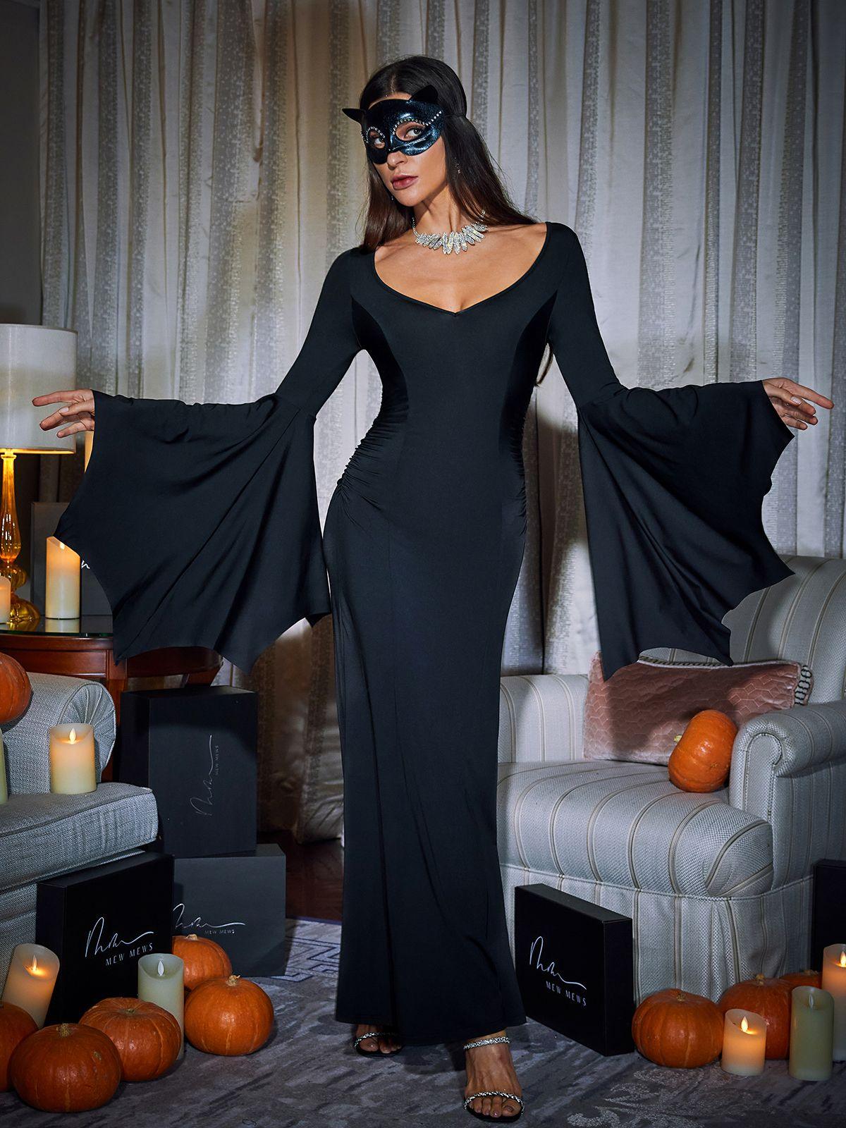 long bat sleeve dress Bat Wing Elasticated Side Gather Maxi Dress - Navy Blue