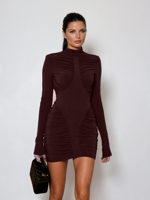 Mew Mews Mixotroph Backless Ruched Mini Dress In Wine