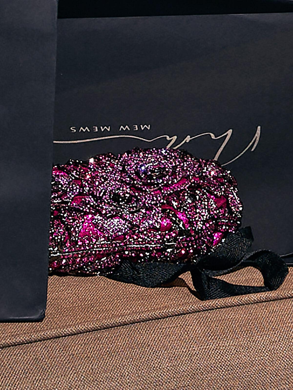 Nala Flower Rhinestone Embellished Clutch In Purple – Mew Mews Fashion