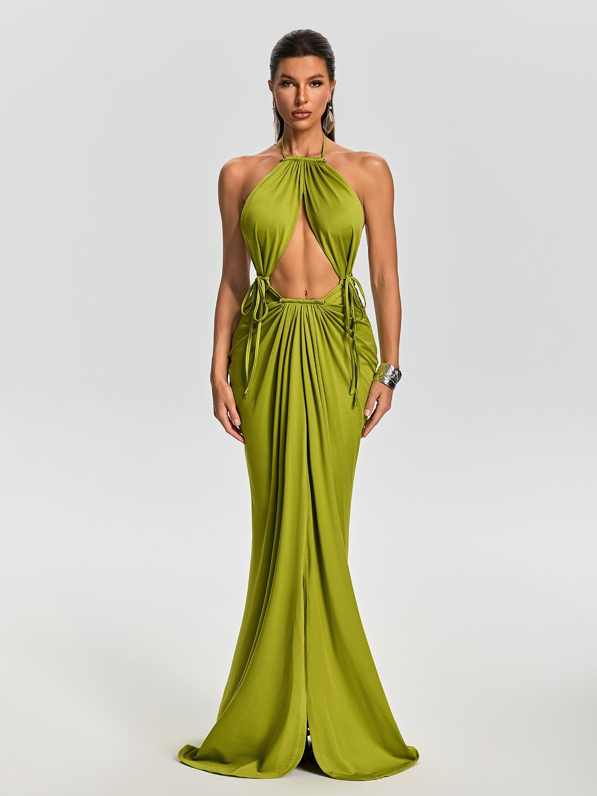 cut out halterneck maxi dress Mew Mews Norvexa Cutout Color:Nomad Stunning Crochet Mermaid Dress prom dress shops uk Details Strapless bodice with