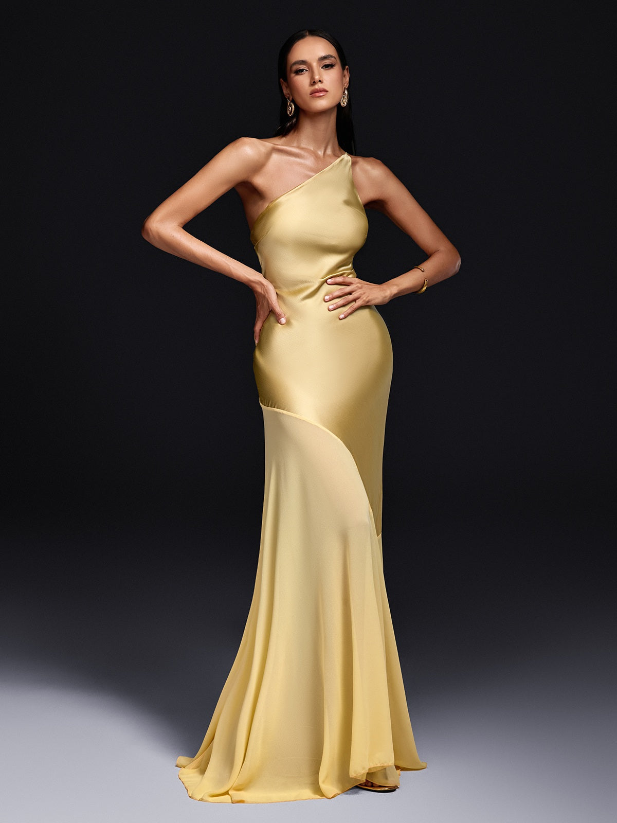 Olai One Shoulder Satin Maxi Dress Mew Mews Olai One Shoulder Satin Maxi Dress Mew Mews