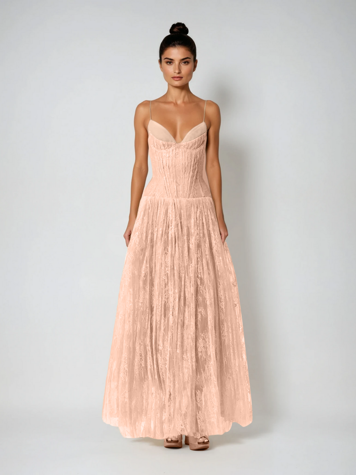 Mew Mews Pavora Spaghetti Lace Maxi Dress