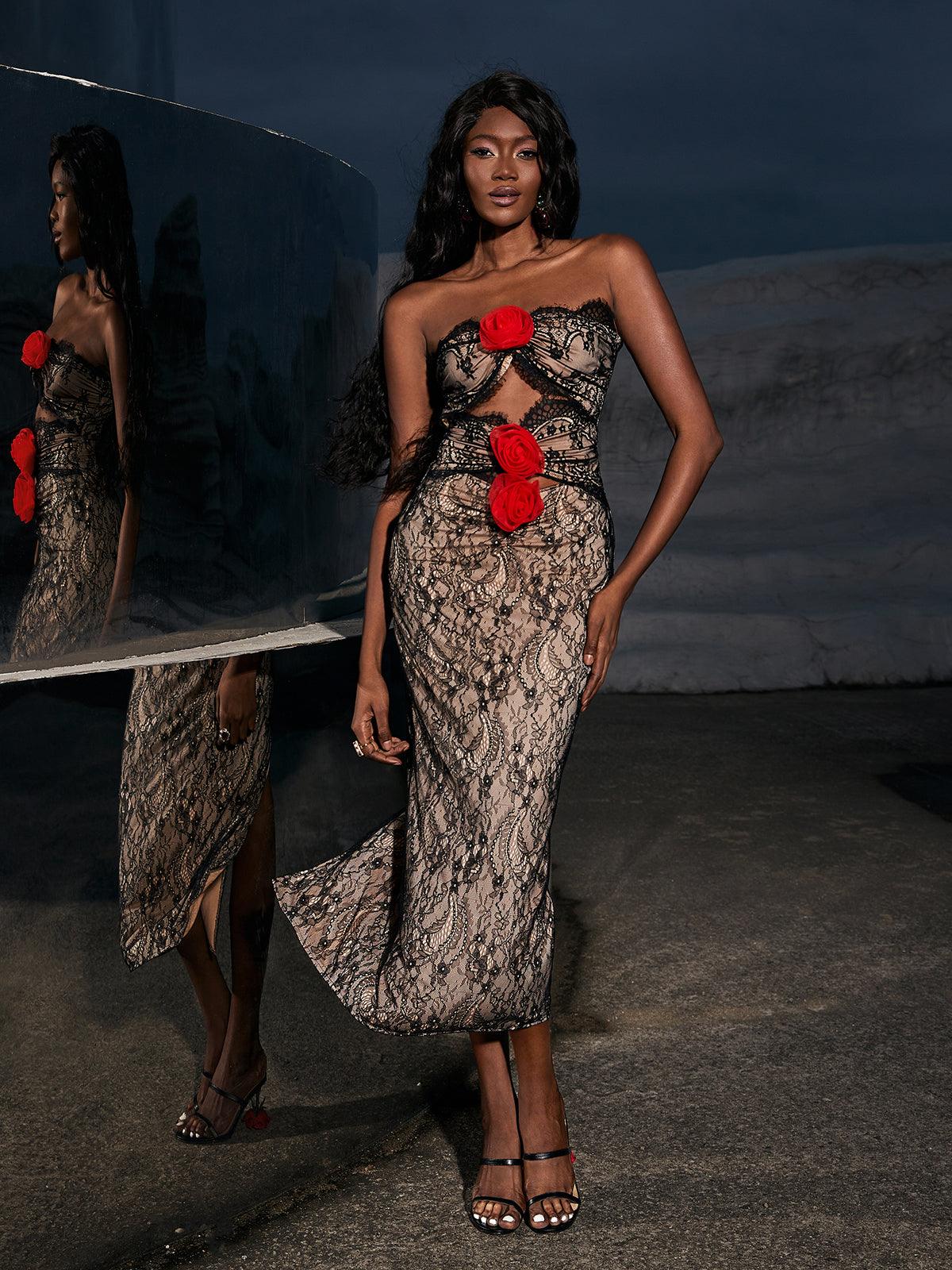 phoenix midi dress Phoenix Embroidered Victoria MIDI Dress SKYLENCE
