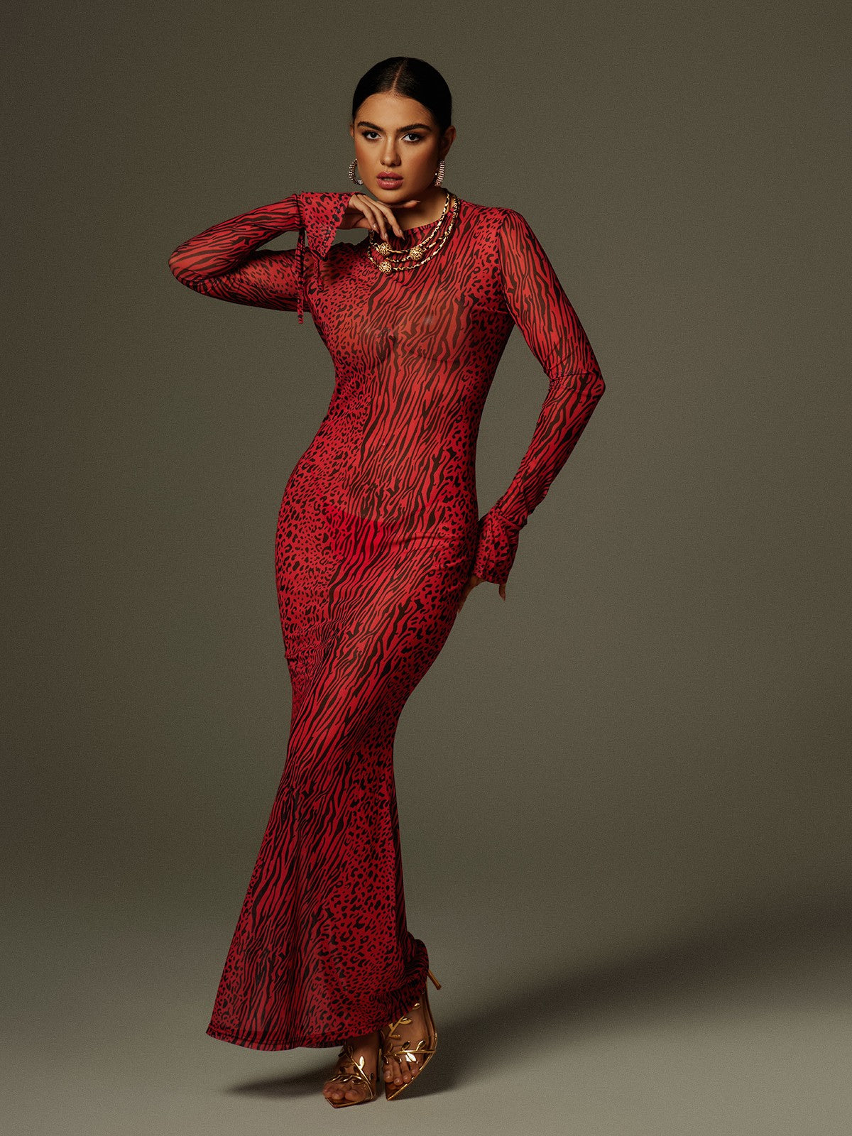 Theophilus Long Sleeve Backless Leopard Maxi Dress In Yellow Mew Mews theophilus-long-sleeve-backless-leopard-maxi-dress-in-yellow-mew-mews