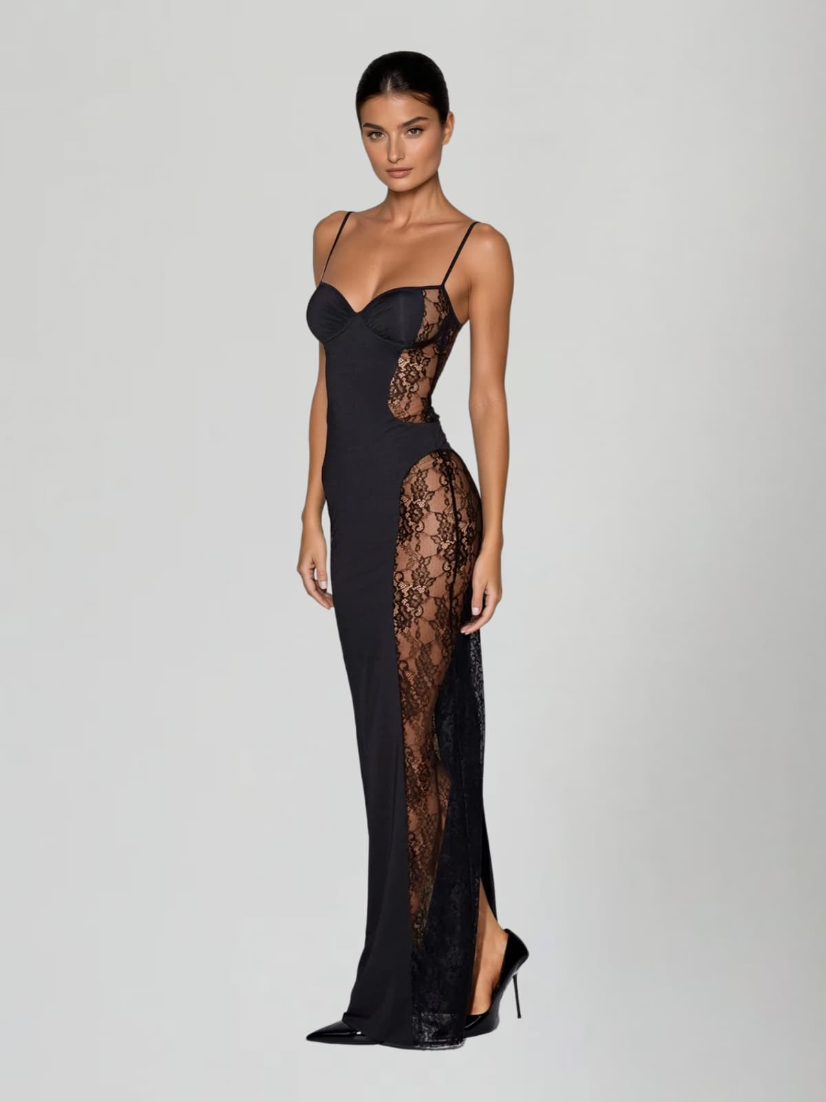 Velyxra Spaghetti Lace Maxi Dress