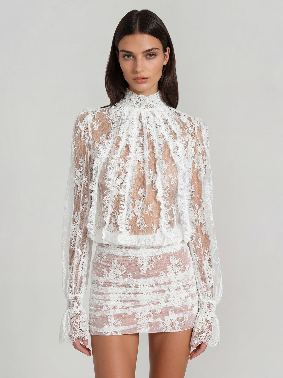 Xoreth Open Back Lace Mini Dress In White – Mew Mews