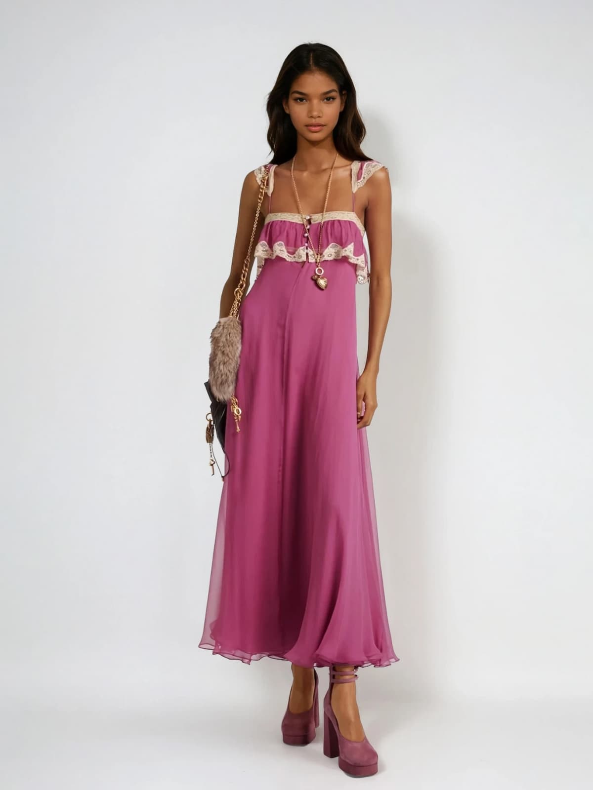 Yaqora Lace Trimmed Maxi Dress – Mew Mews