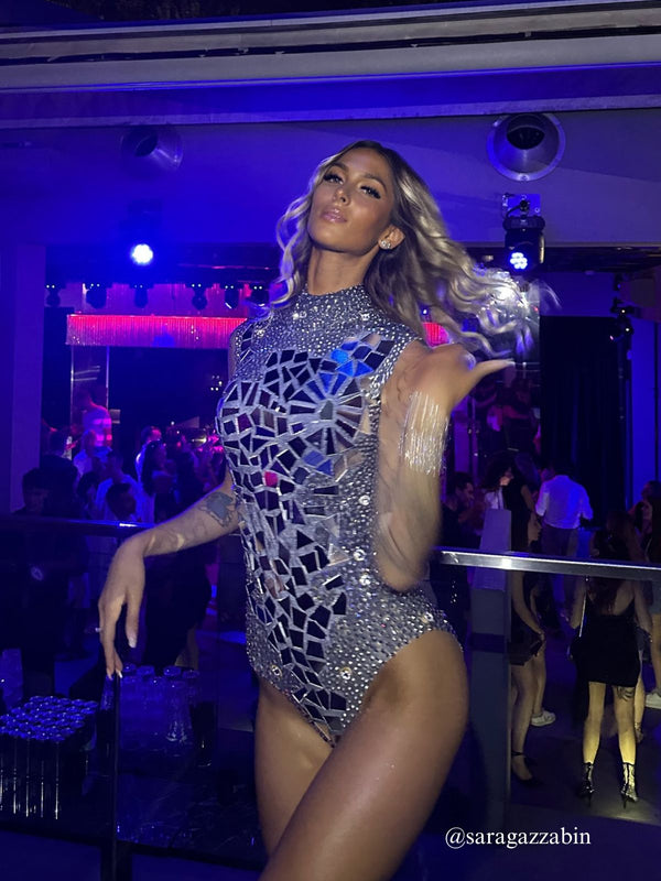 Jase Sleeveless Acrylic Embellished Bodysuit