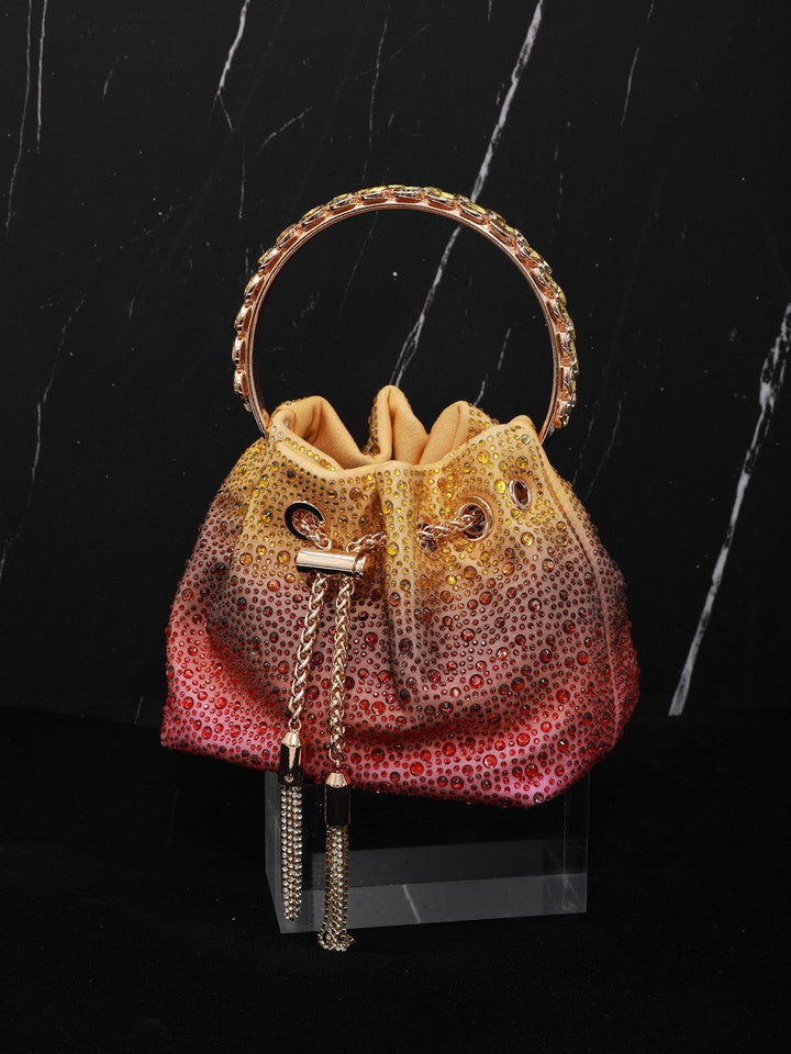 Mattea Crystal Embellished Bucket Bag In Ombre - Mew Mews