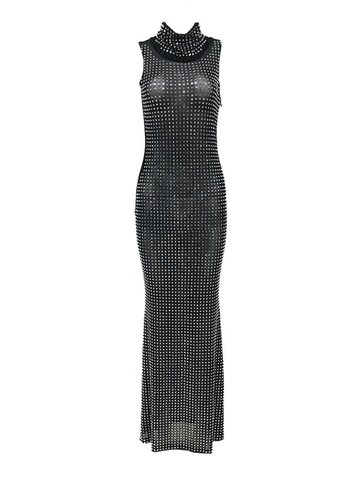 let me be bejeweled mesh maxi dress Mew Mews Abetzi Sleeveless Rhinestone Mesh Maxi Dress