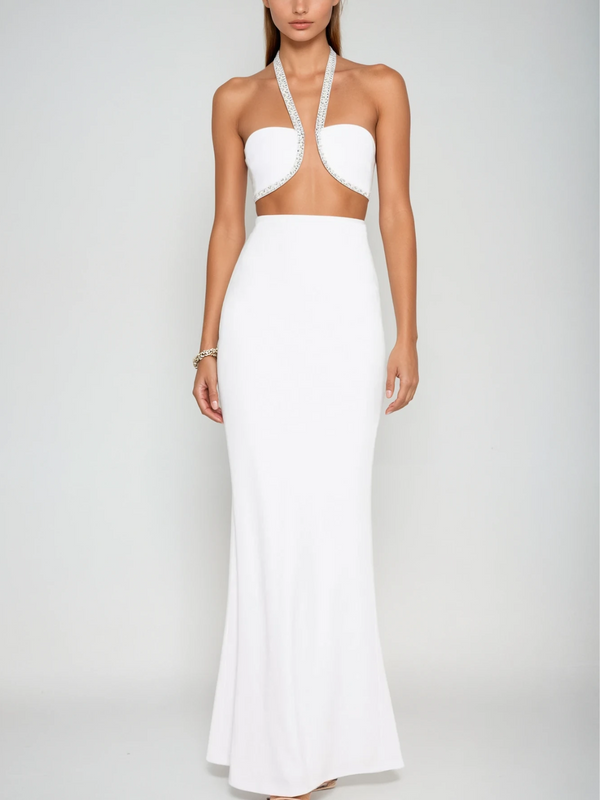 Acer Halterneck Crystal Maxi Dress