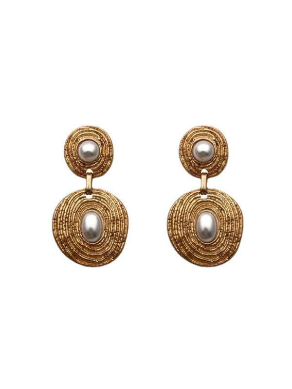 Aelani Spiral Circle Pearl Earrings