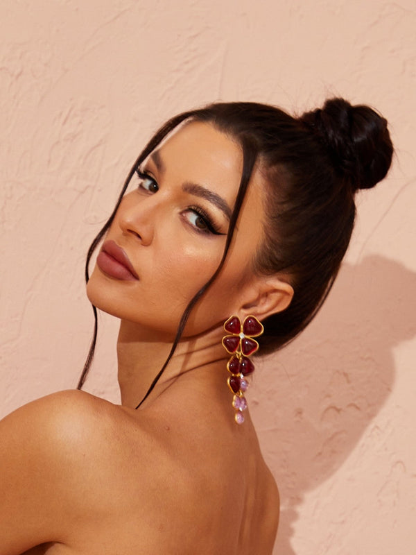 Aggie Crystal Leaf Earrings
