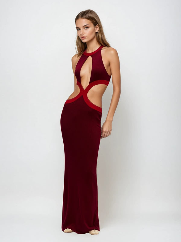 Agrata Halterneck Cutout Knitted Dress