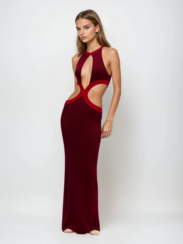 Agrata Halterneck Cutout Knitted Dress