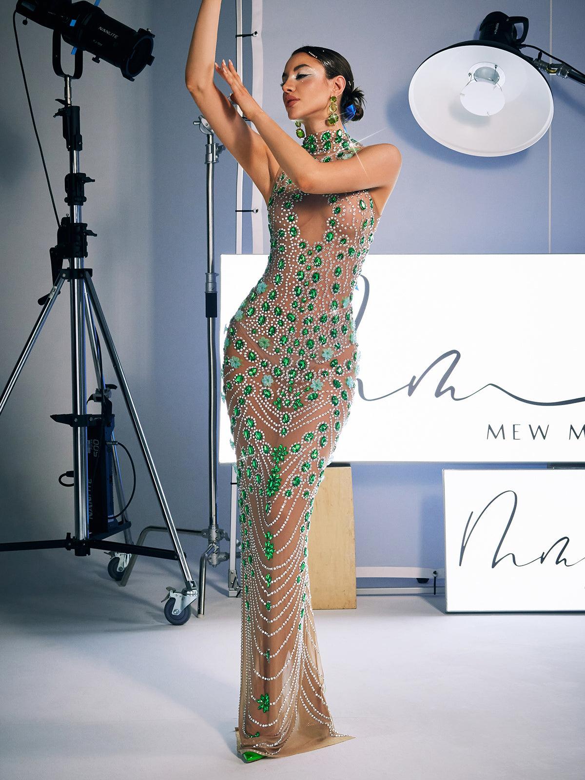 Ahava Rhinestone Embellished Maxi Dress – Mew Mews