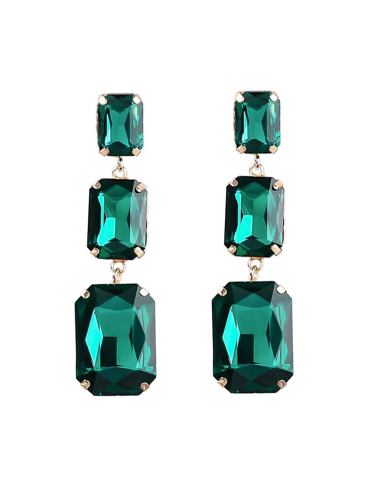 Alcott Crystal Gem Drap Earrings - Mew Mews