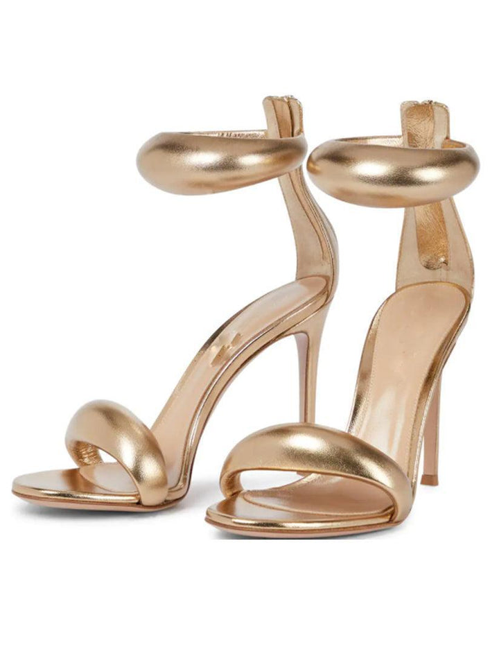 Aleena Gold Ankle Strap Sandals - Mew Mews