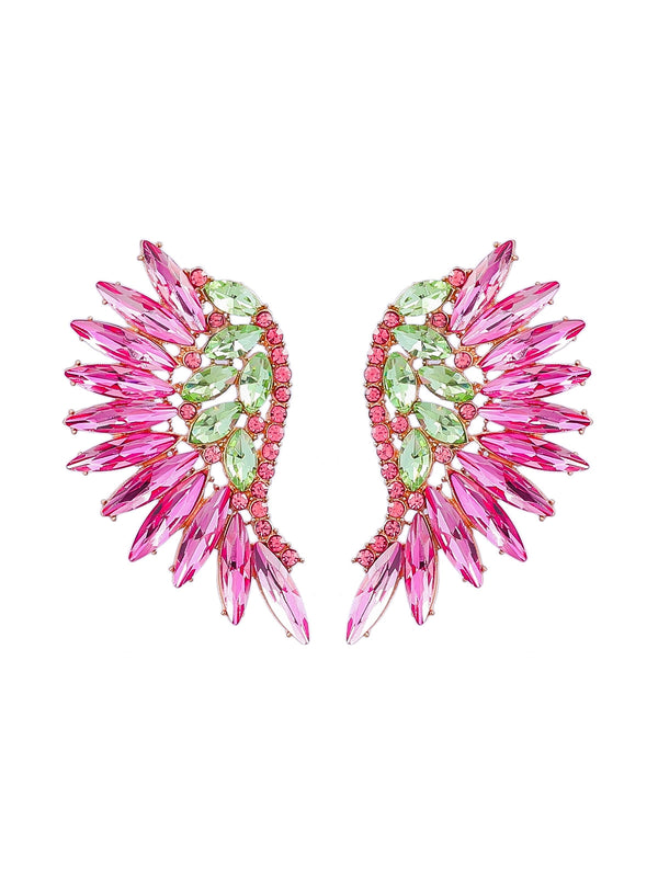 Alegria Pink Rainbow Rhinestone Earrings