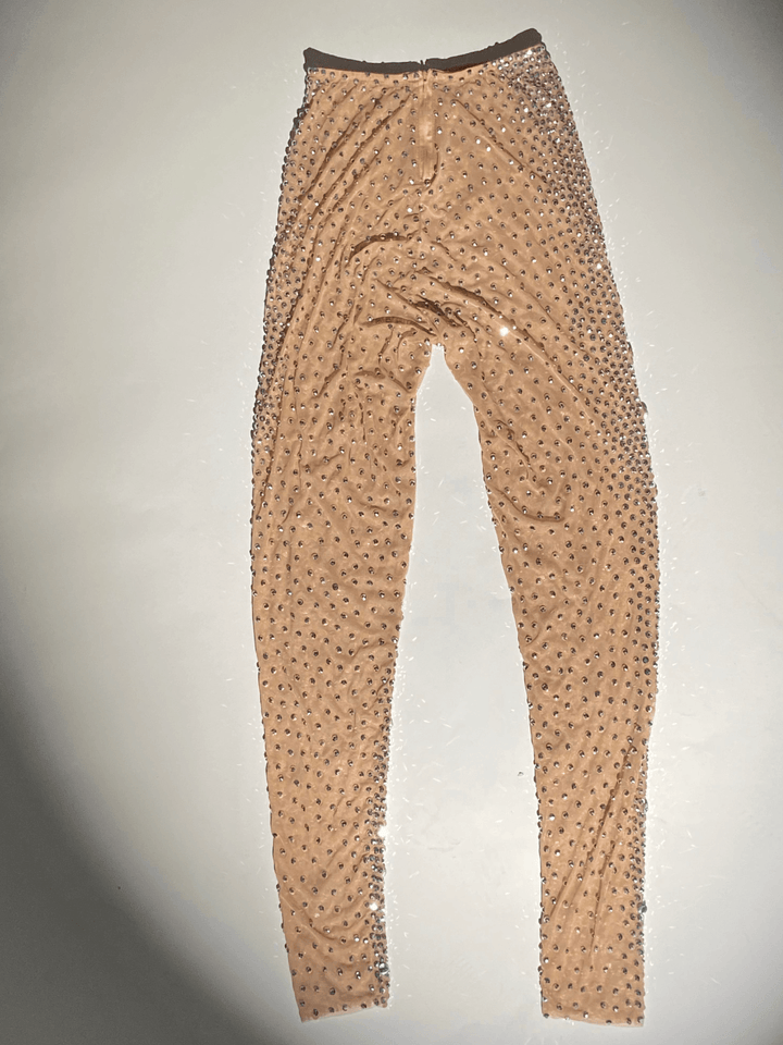 Ally Rhinestone Mesh Pants In Light Nude - Mew Mews