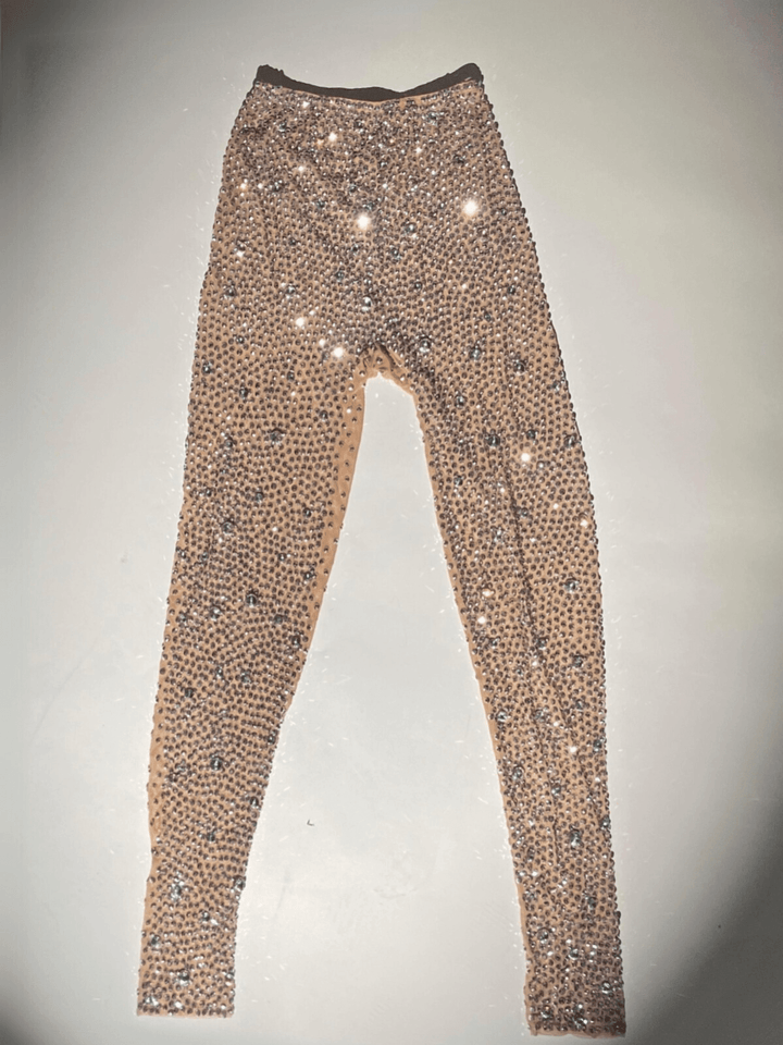 Ally Rhinestone Mesh Pants In Light Nude - Mew Mews