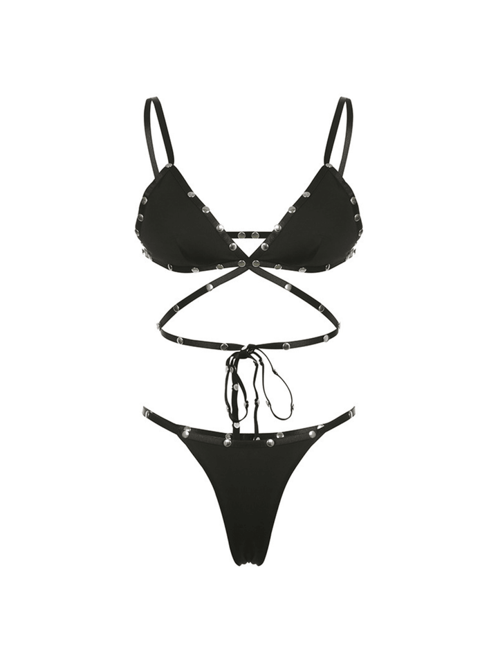 Alreem Lace Up Rivet Bikini Two Piece Set - Mew Mews