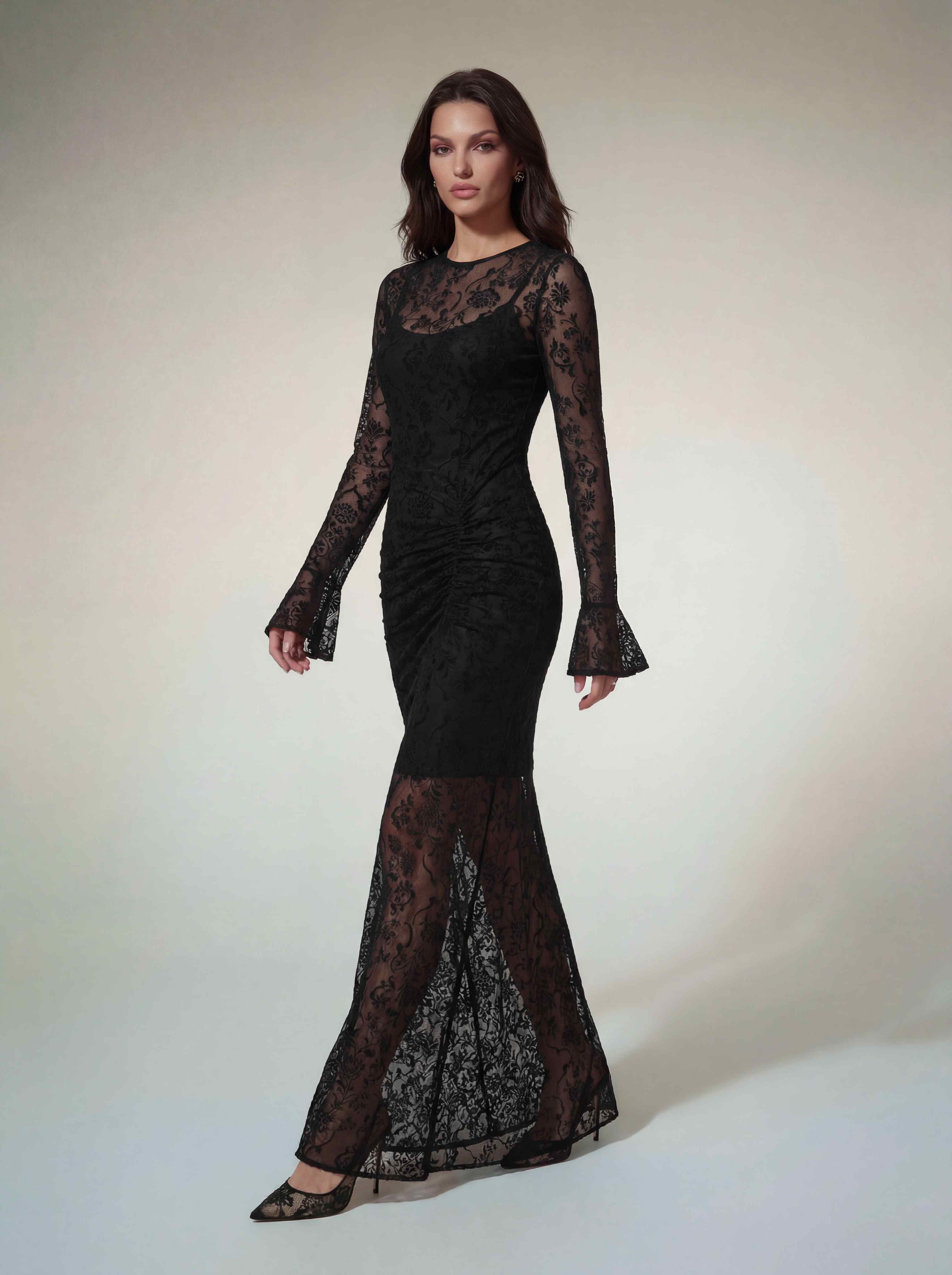 alt maxi dress Altilde Long Sleeve Floral Ruched Maxi Dress – Mew Mews
