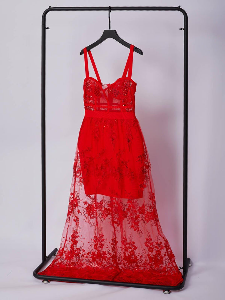 Amirah Maxi Dress In Red - Mew Mews