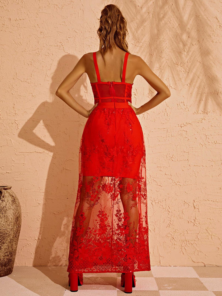 Amirah Maxi Dress In Red - Mew Mews