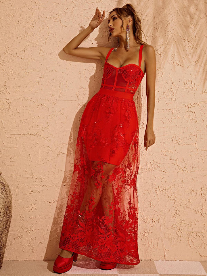 Amirah Maxi Dress In Red - Mew Mews