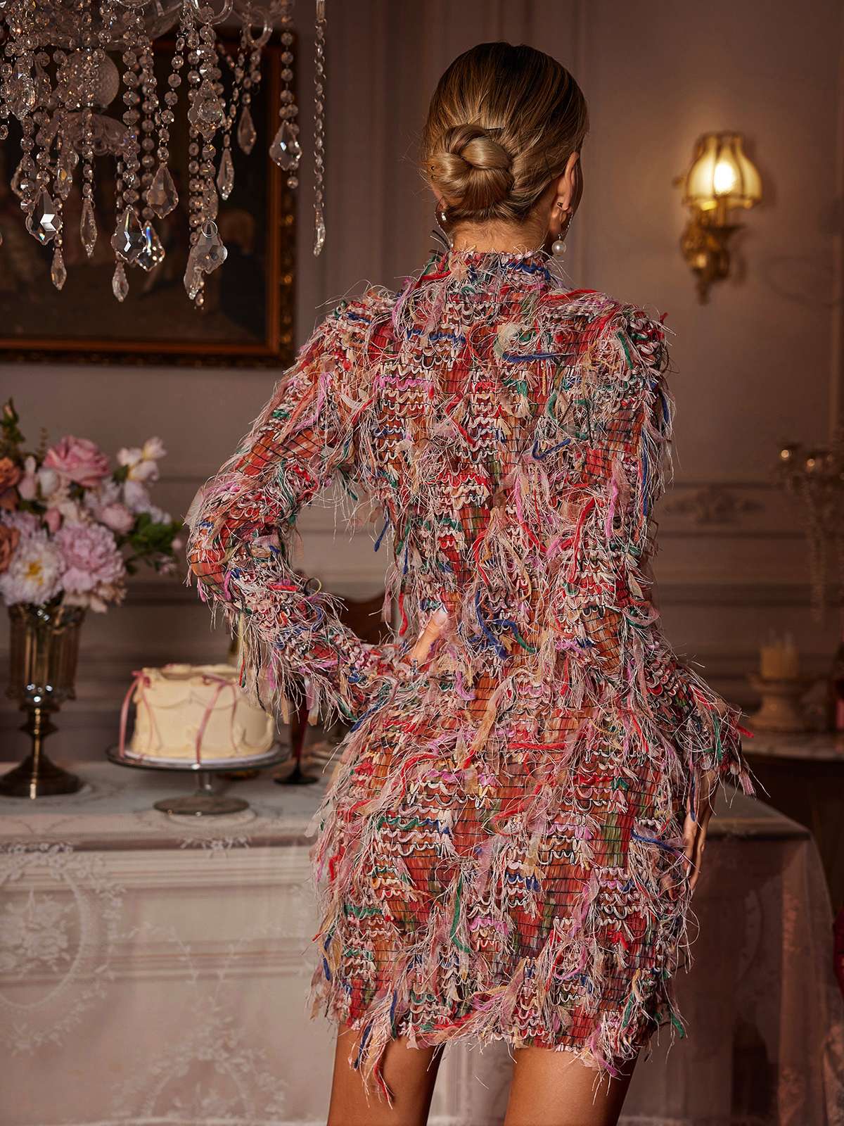 完売商品Crayme, American Sleeve Fringe Dress Crayme,