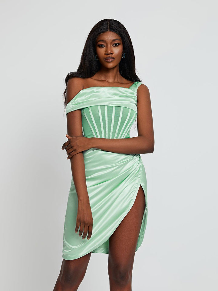 Ariella Satin Corset Dress In Mint - Mew Mews