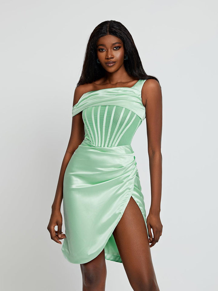 Ariella Satin Corset Dress In Mint - Mew Mews