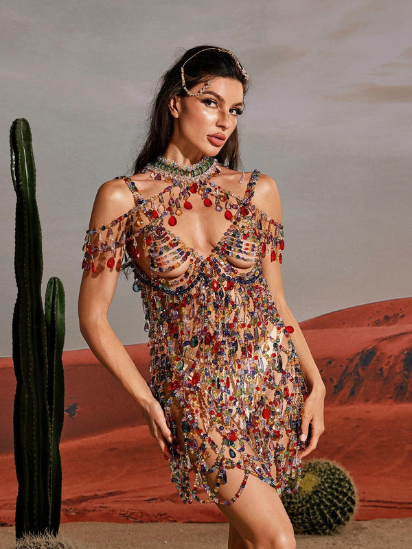 Arthur Rhinestone Beaded Mini Dress Mew Mews Arthur Rhinestone Beaded Mini Dress Mew Mews