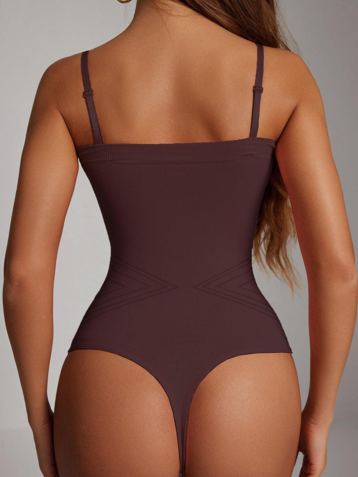 Artie Removable Straps Thong Bodysuit In Brown - Mew Mews