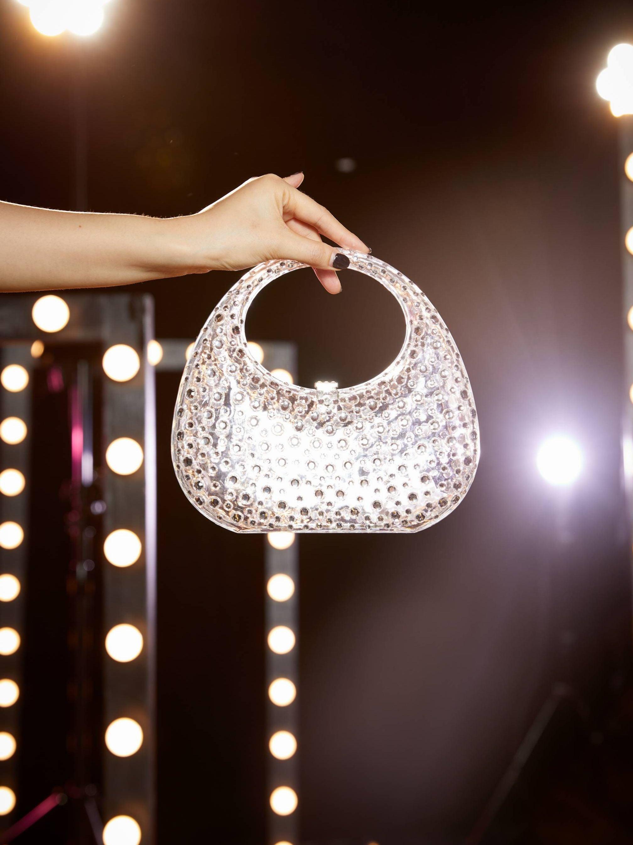 Asher Clear Embellished Bag In White – Mew Mews Fashion