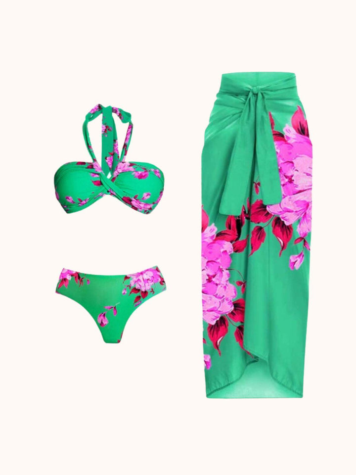 Aunika Halterneck Bikini Three Piece Set - Mew Mews