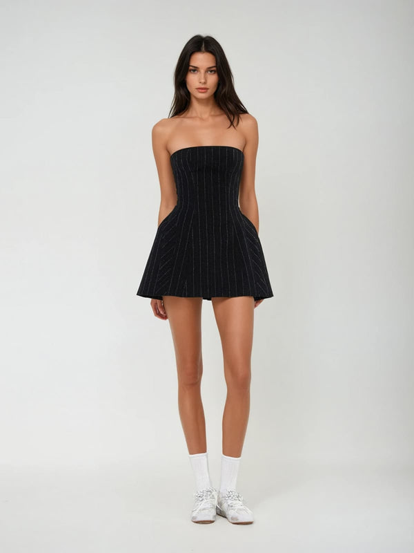 Aureline Strapless  Lace Up Mini Dress