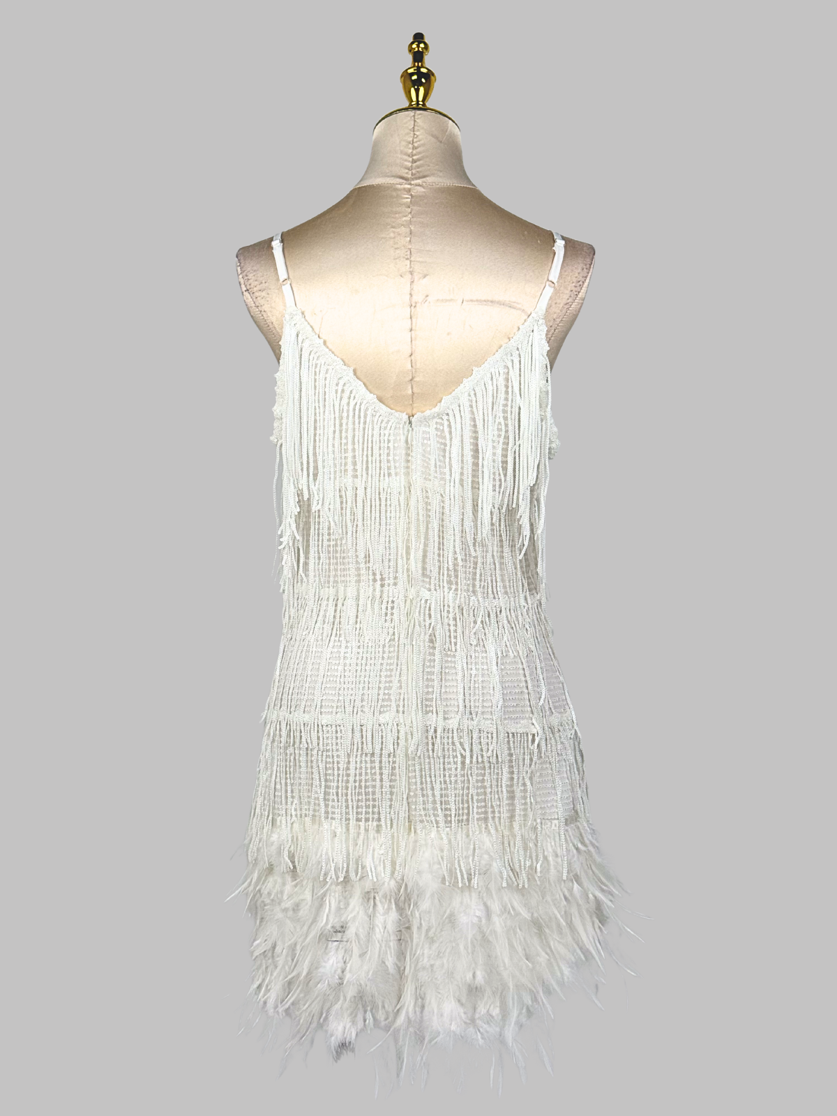 white dress tassels Mew Mews Austyn Tassel Feather Mini Dress In White