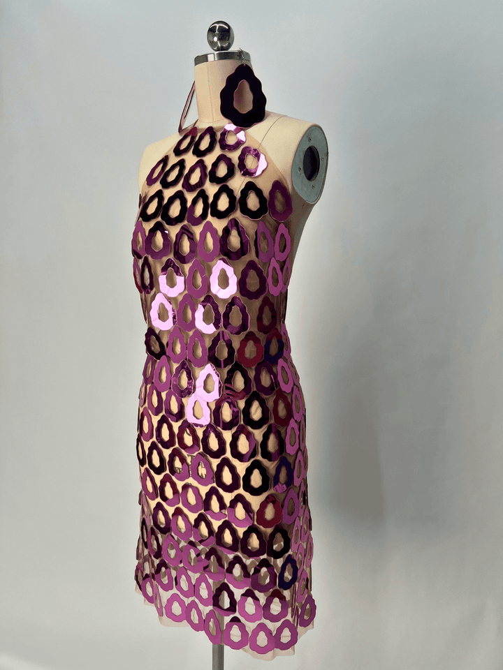 Badel Halterneck Acrylic Mesh Mini Dress Mew Mews badel-halterneck-acrylic-mesh-mini-dress-mew-mews