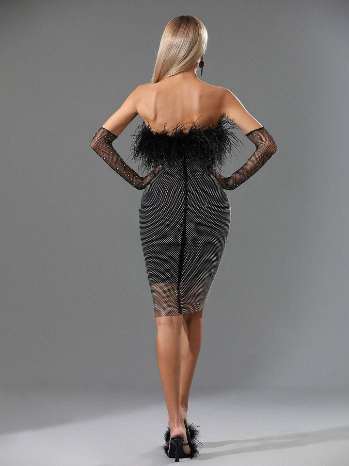 Barbie Mesh Rhinestone Bandage Dress - Mew Mews Fashion