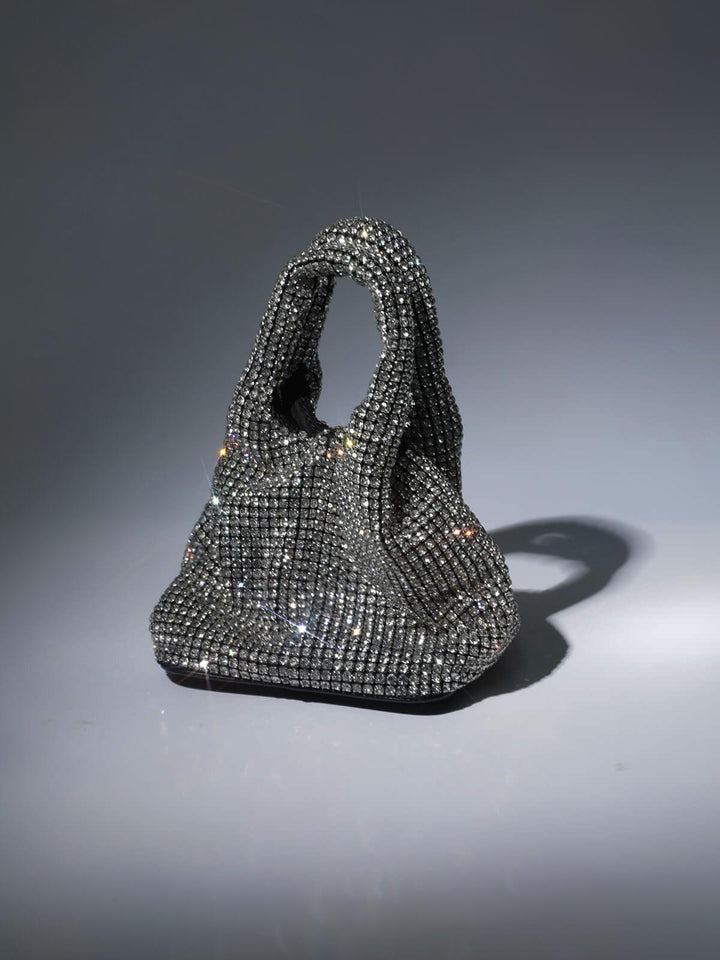 Bellatrix Crystal Bucket Bag In Silver - Mew Mews